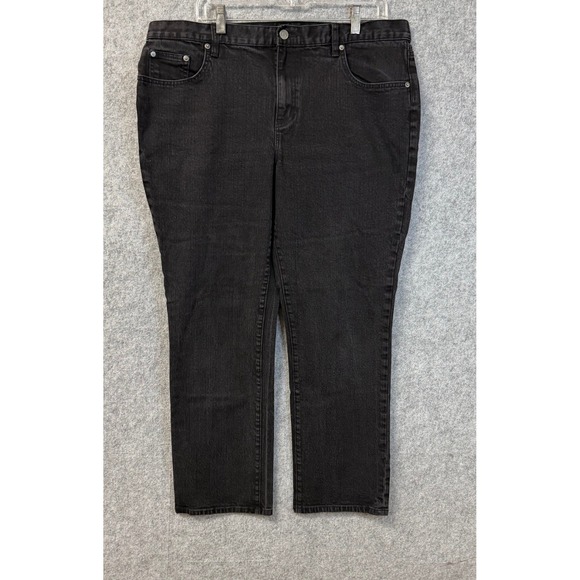 Lauren Ralph Lauren Denim - Lauren Ralph Lauren Jeans Co Womens Black Straight Leg Denim Pants Plus Size 16W